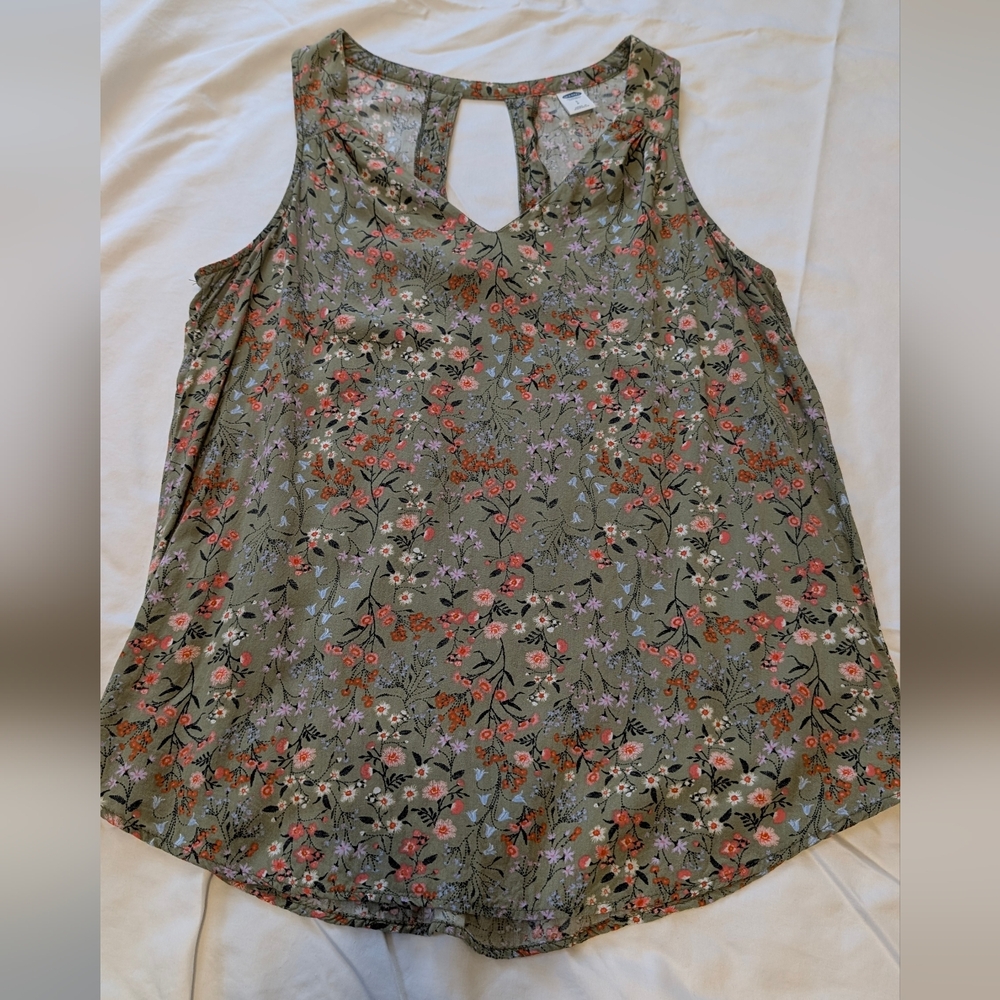 Old Navy Floral Tank Top - Olive Multi